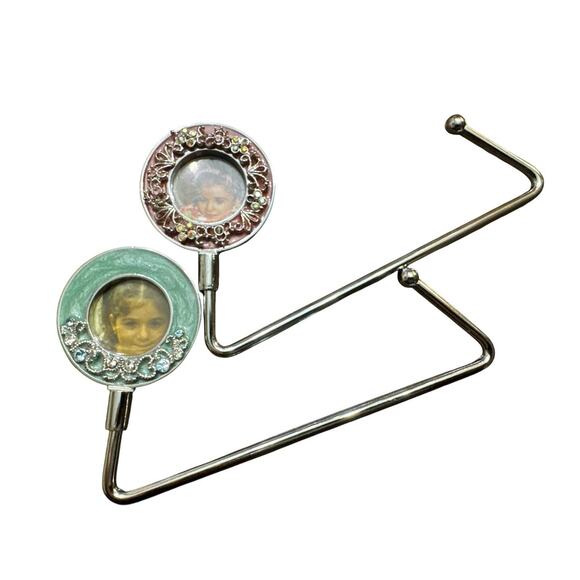 SPRING STREET SET OF 2 MAGNETIC FRAME PURSE HOOKS HANDBAG HOLDERS FOLDING - Picture 1 of 4